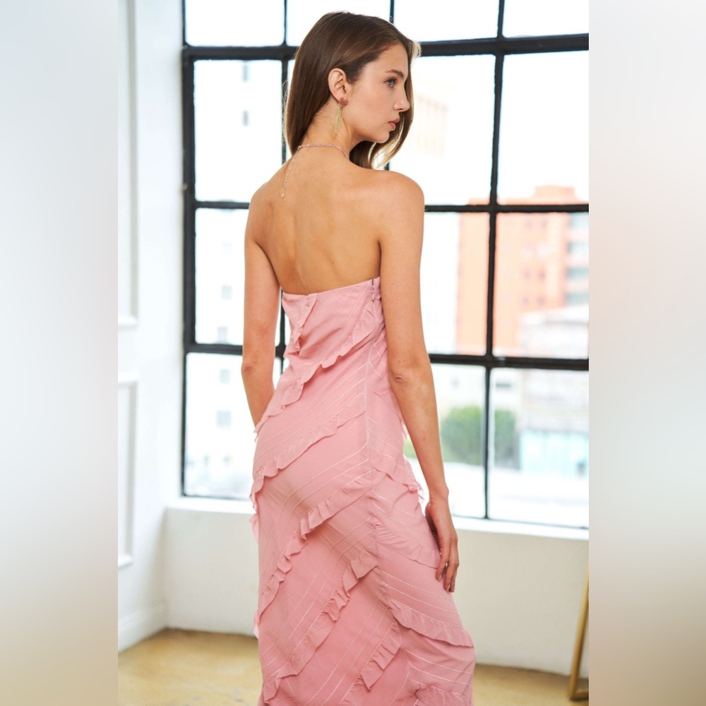 IN THE BEGINNING RUFFLE DETAIL STRAPLESS DRESS 💗NWT💗 - Picture 4 of 5